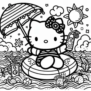 Hello Kitty with float coloring page