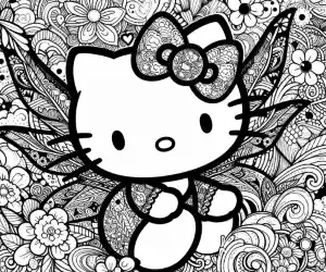Hello Kitty fairy coloring page