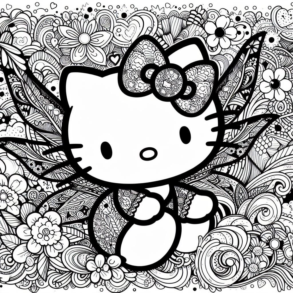 Dibujo de  Hello Kitty hada para colorear