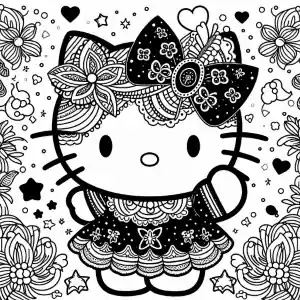 Beautiful Hello Kitty coloring page