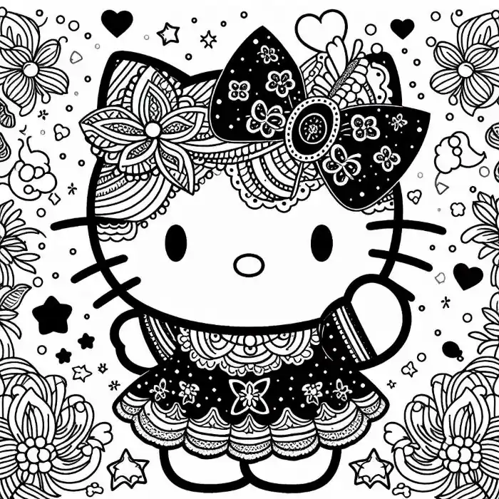 Dibujo de guapa Hello Kitty para colorear