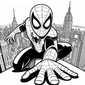 Spiderman on ledge coloring page