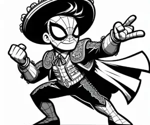 Spiderman mariachi coloring page