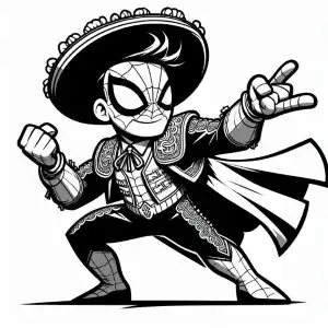 Spiderman mariachi coloring page