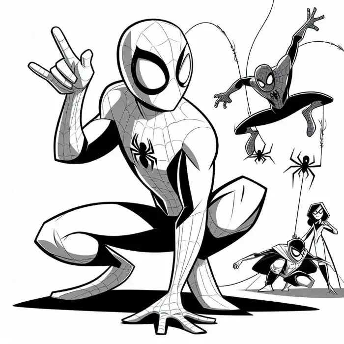Divertido dibujo de Spiderman para colorear