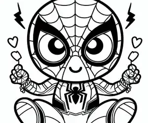 kawaii spiderman coloring