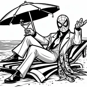 Spiderman on vacation coloring page