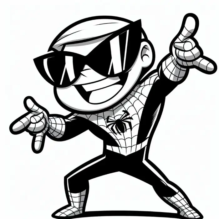 Dibujo niño disfrazado de spiderman para colorear