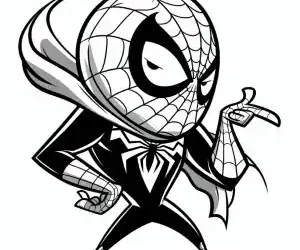 Dibujo de hombre araña con capucha para colorear