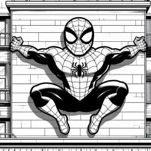 Spider-Man drawing stuck on the wall to color