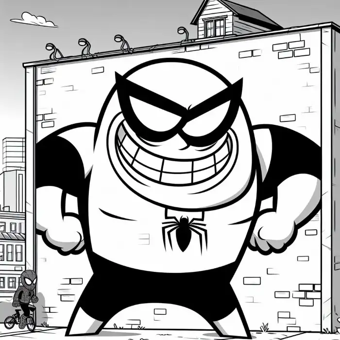 Cartel calle Spiderman para colorear