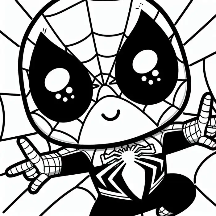 Dibujo hombre araña kawaii para pintar