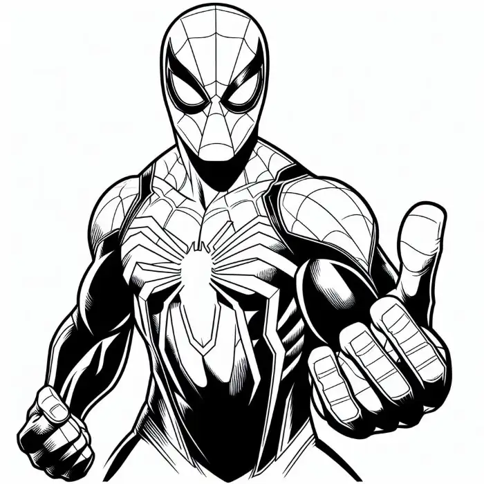 imagen de spiderman retando para colorear