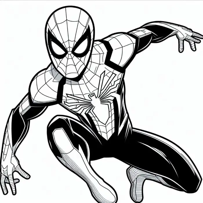 Dibujo de spiderman saltando para colorear