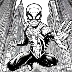 Spider-Man in the city coloring page