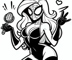 Spider Woman posing coloring page