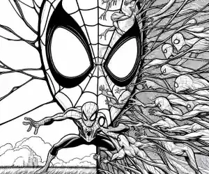 Surrealistic Spiderman coloring page