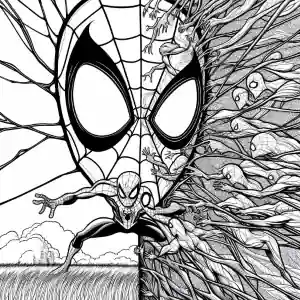 Surrealistic Spiderman coloring page