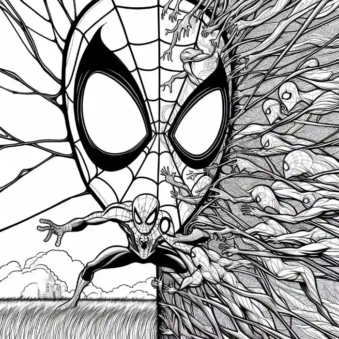 Dibujo subrealista de Spiderman para colorear