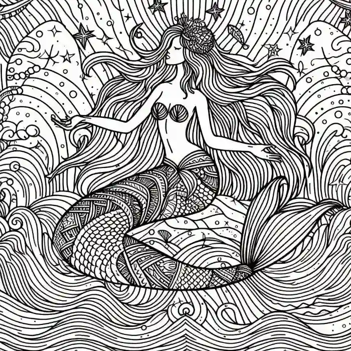 Aesthetic sirena para colorear