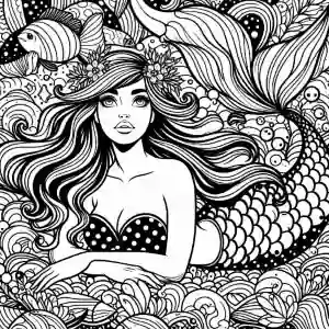 Beautiful mermaid in the water to color