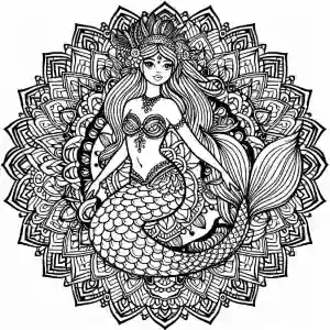 Beautiful mermaid mandala to paint