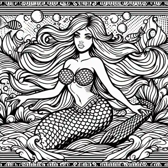 Bonita figura de sirena para colorear