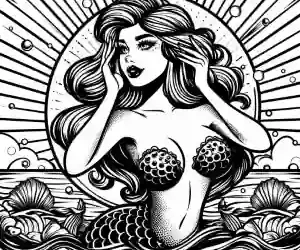 Burlesque mermaid coloring page