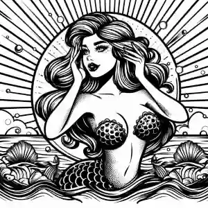 Burlesque mermaid coloring page