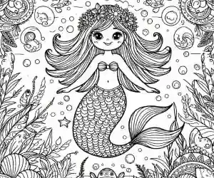 Children's mermaid to color