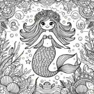 Children's mermaid to color