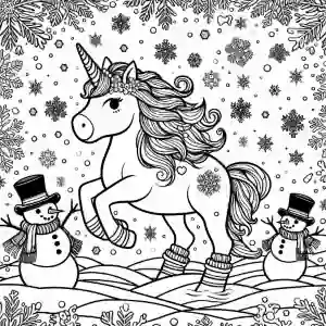 Christmas unicorn coloring