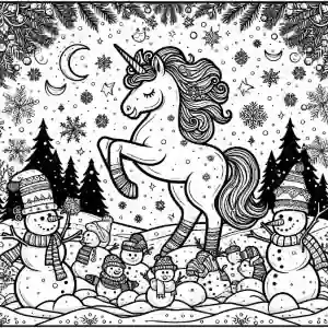 Christmas unicorn coloring