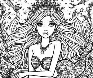 Cute mermaid coloring page