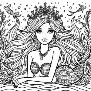 Cute mermaid coloring page