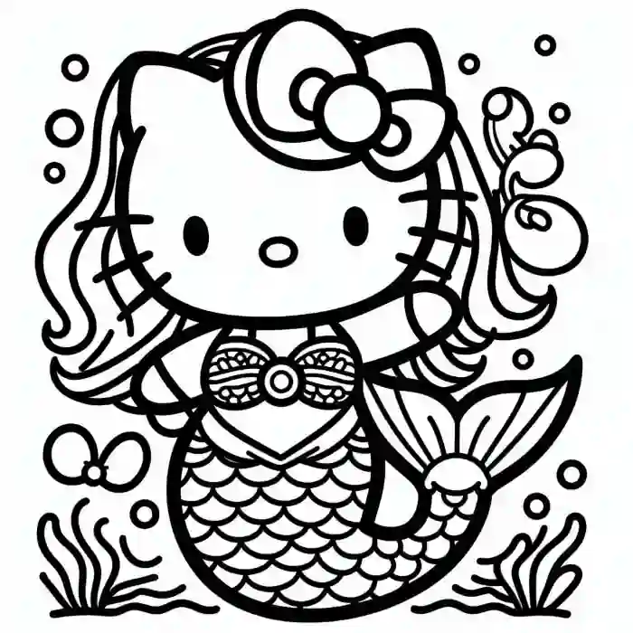 Dibujo de Sirena Kitty para colorear