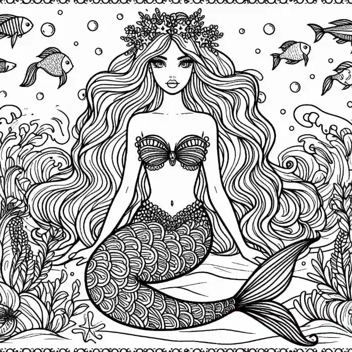 Dibujo de barbie sirena para colorear