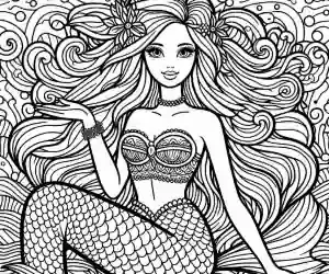 Dibujo guapa sirena arte pop