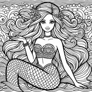 Dibujo guapa sirena arte pop