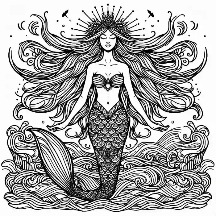 Dibujo relajante sirena para colorear