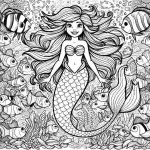 Difficult drawing little mermaid to color