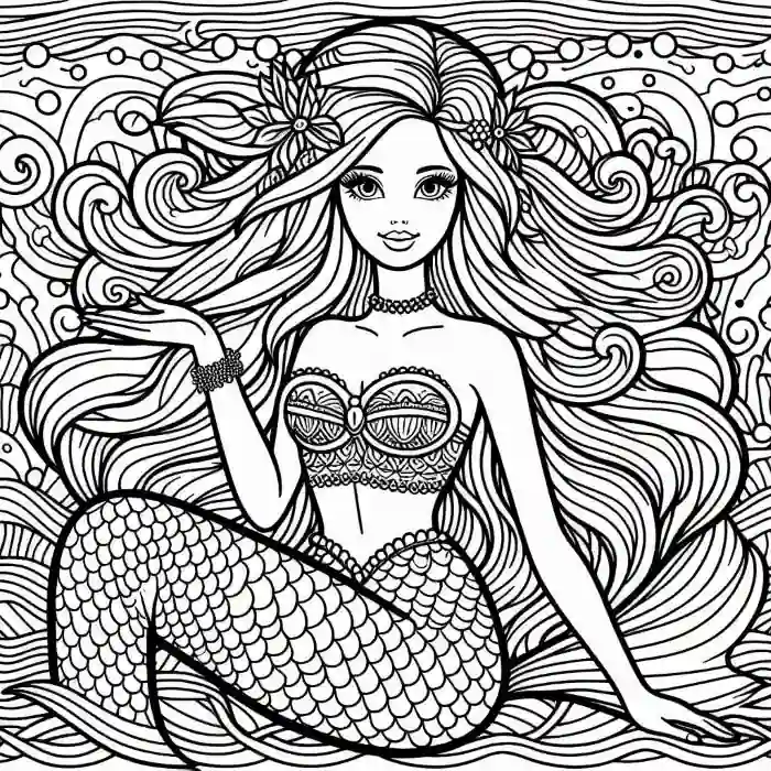 Drawing pretty mermaid pop art