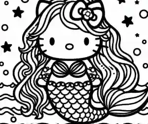 Hello Kitty Mermaid Coloring Pages