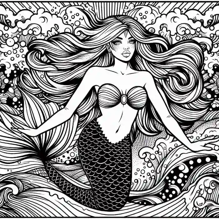 Imagen pop art sirena para colorear