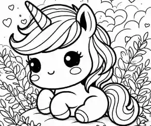 Kawaii unicorn coloring