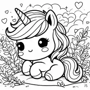 Kawaii unicorn coloring