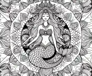 Mandala style mermaid to color