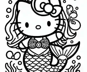 Mermaid Kitty coloring page