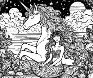 Mermaid and Unicorn coloring