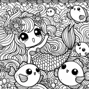 Mermaid dot art kawaii coloring